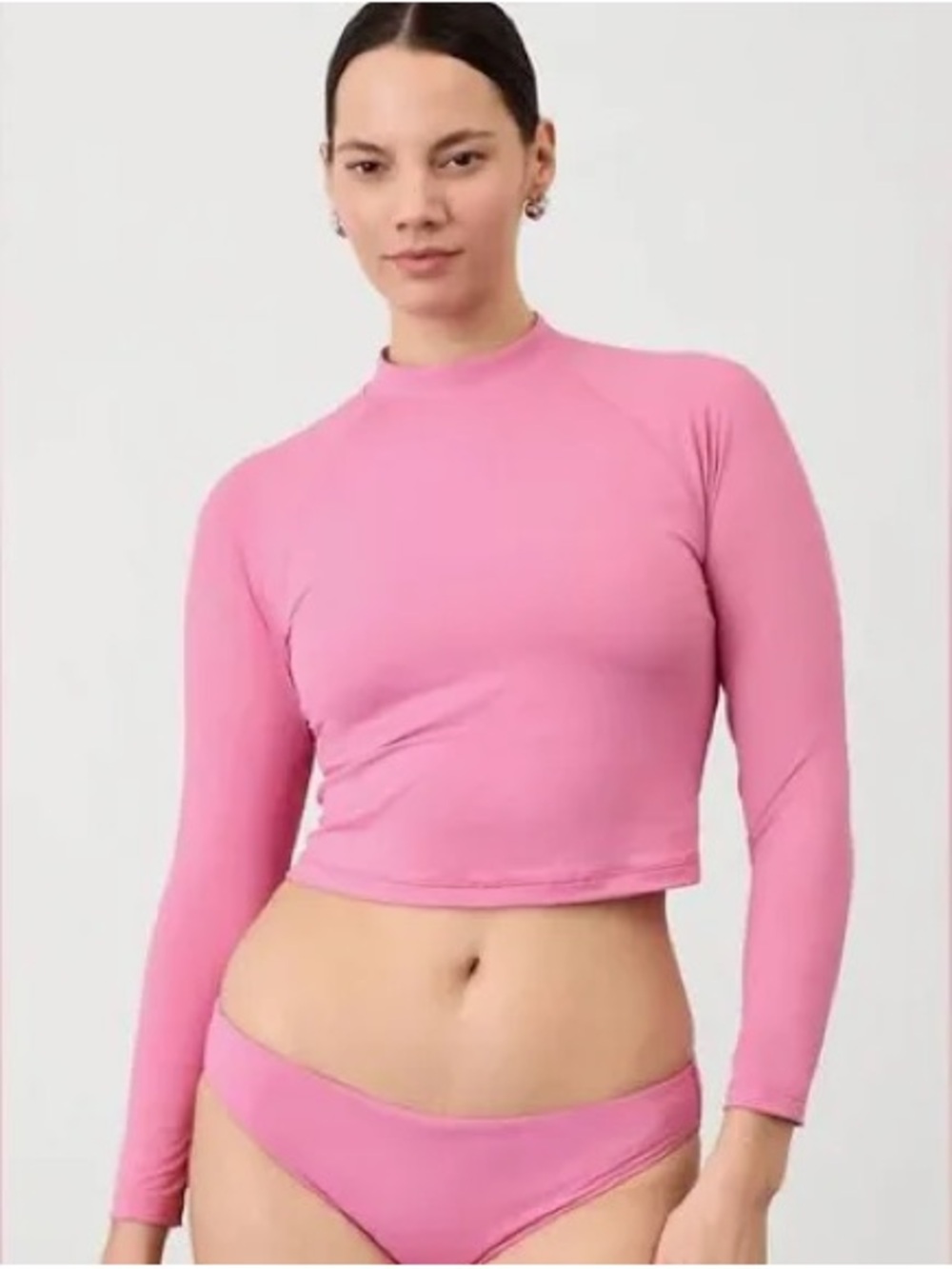 Athleta north point pink Long-Sleeve Crop rashguard nwt large